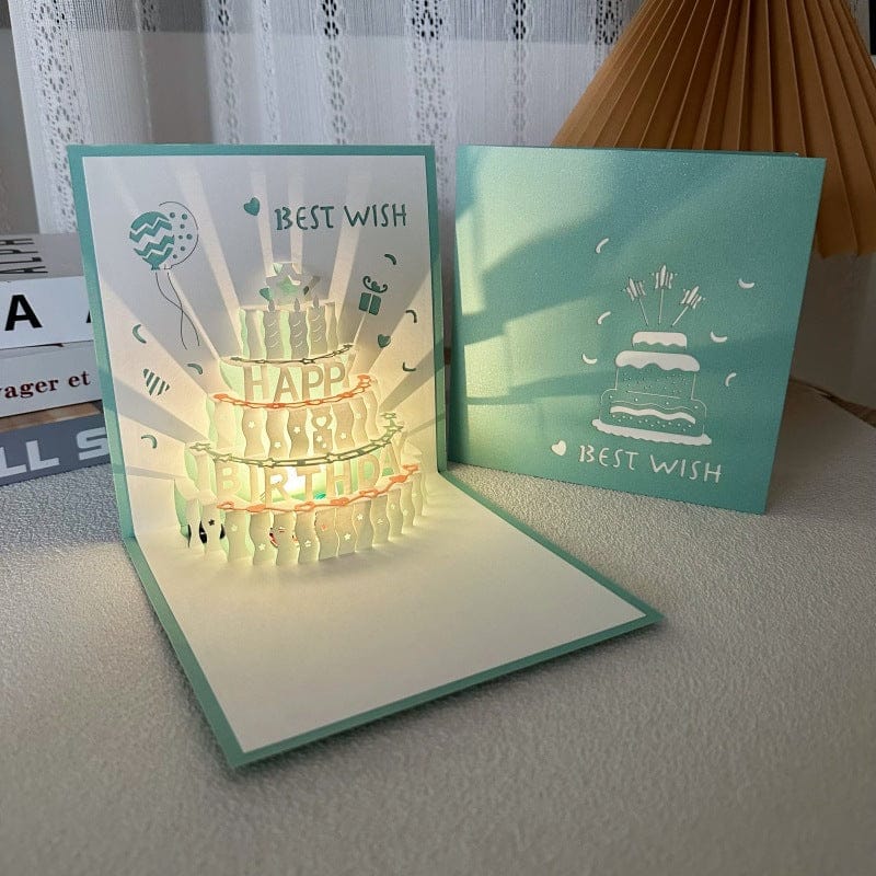 🕯️3D Light Music Birthday Card –🎉 Pop Up Cake Happy Birthday Greeting Card