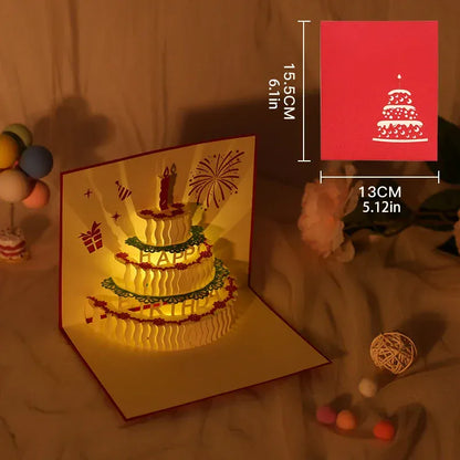 3D Light Music Birthday Card –🎉 Pop Up Cake Happy Birthday Greeting Card🎈