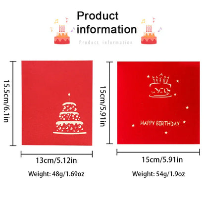3D Light Music Birthday Card –🎉 Pop Up Cake Happy Birthday Greeting Card🎈
