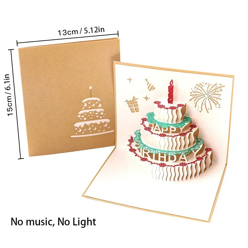 🕯️3D Light Music Birthday Card – Pop Up Cake Happy Birthday Greeting Card🎈