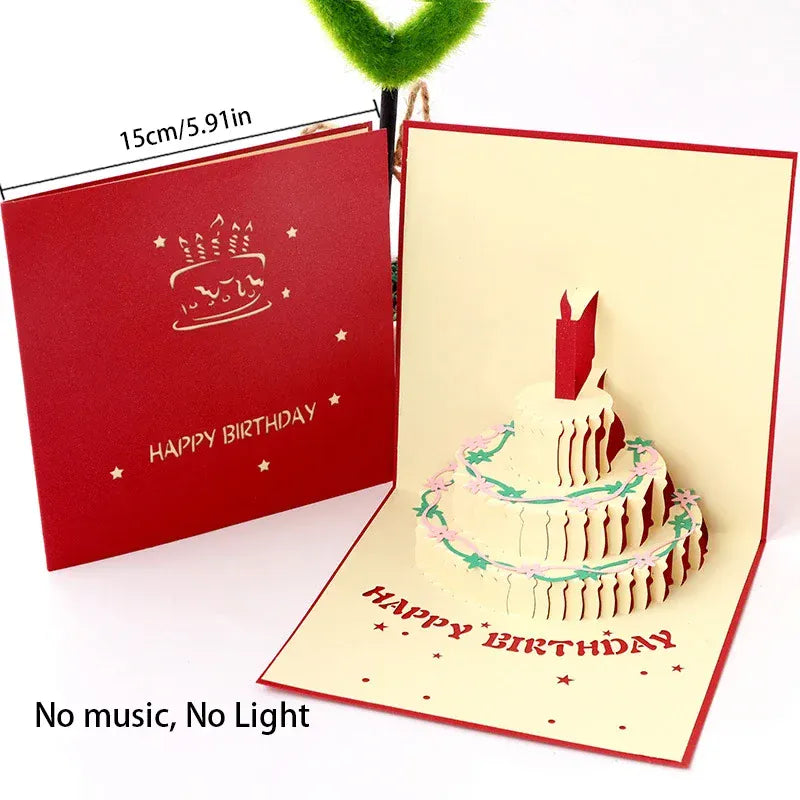 🕯️3D Light Music Birthday Card –🎉 Pop Up Cake Happy Birthday Greeting Card🎈