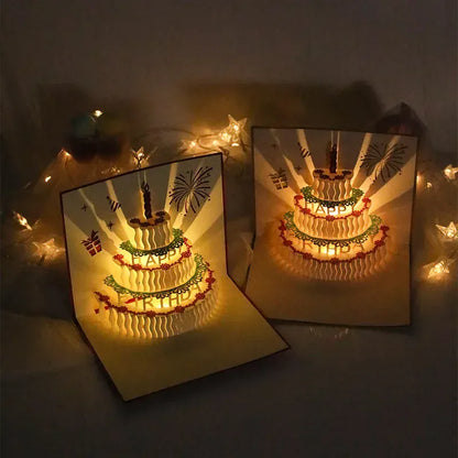 3D Light Music Birthday Card –🎉 Pop Up Cake Happy Birthday Greeting Card🎈