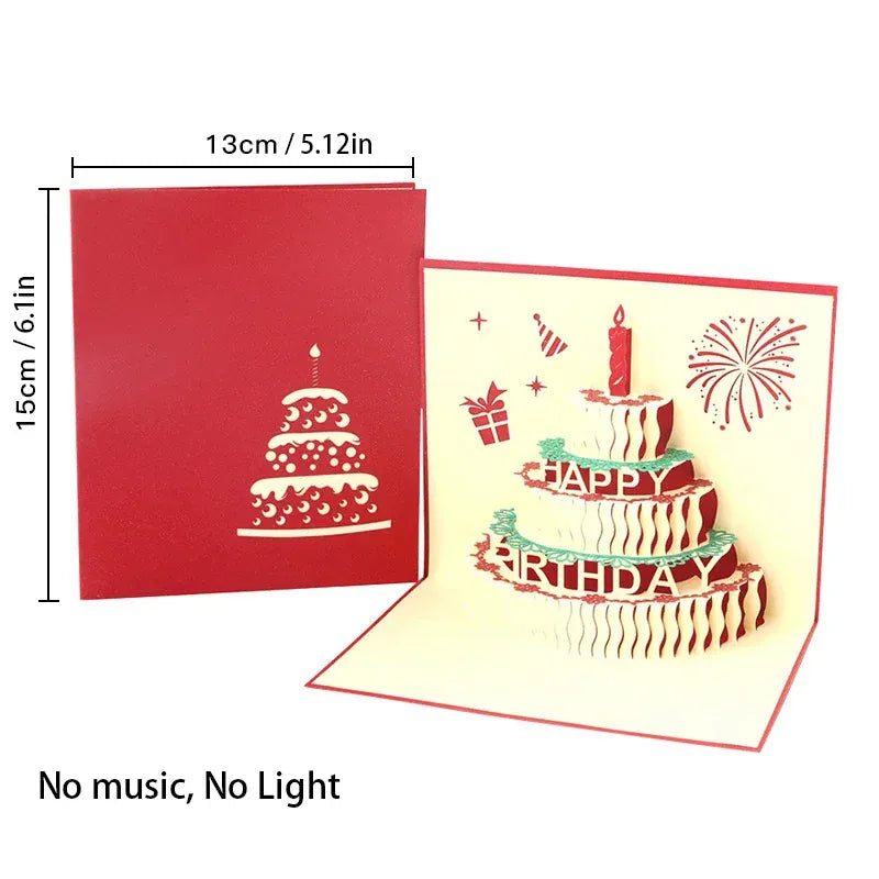 3D Light Music Birthday Card –🎉 Pop Up Cake Happy Birthday Greeting Card🎈